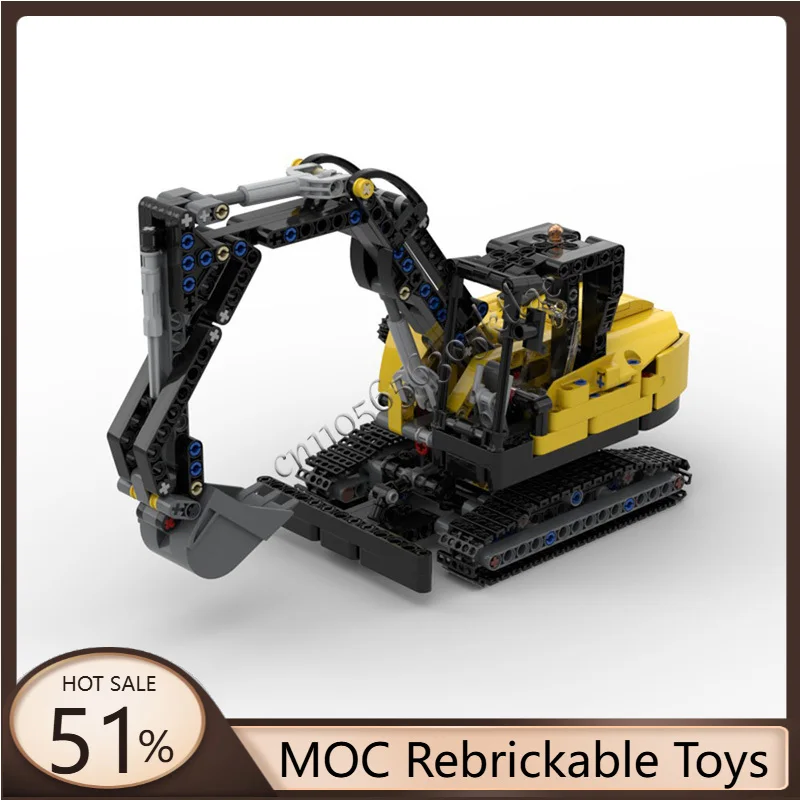 

553 PTS Engineering Vehicle Series Modification Small Excavator Modular MOC Building Blocks Children's Puzzle Birthday Toys Gift