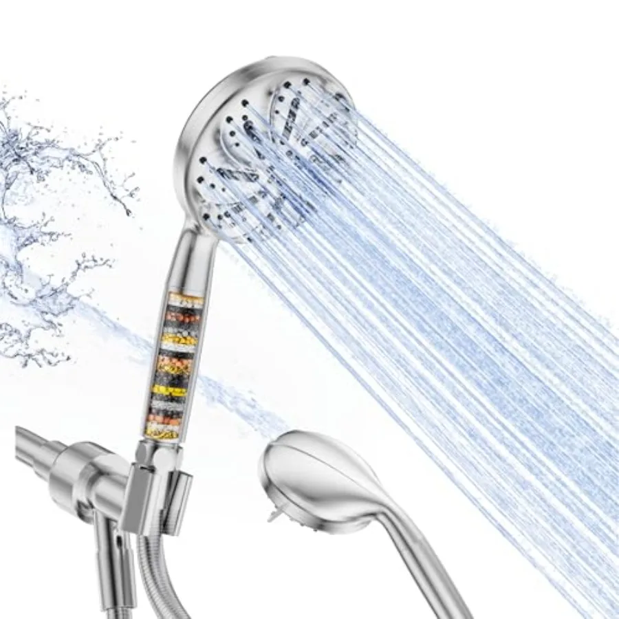 

Handheld Shower Head with Filter, 10 Spray Modes High Pressure Filtered Shower Head, Soft Water Filter Remove Chlorine and Filt