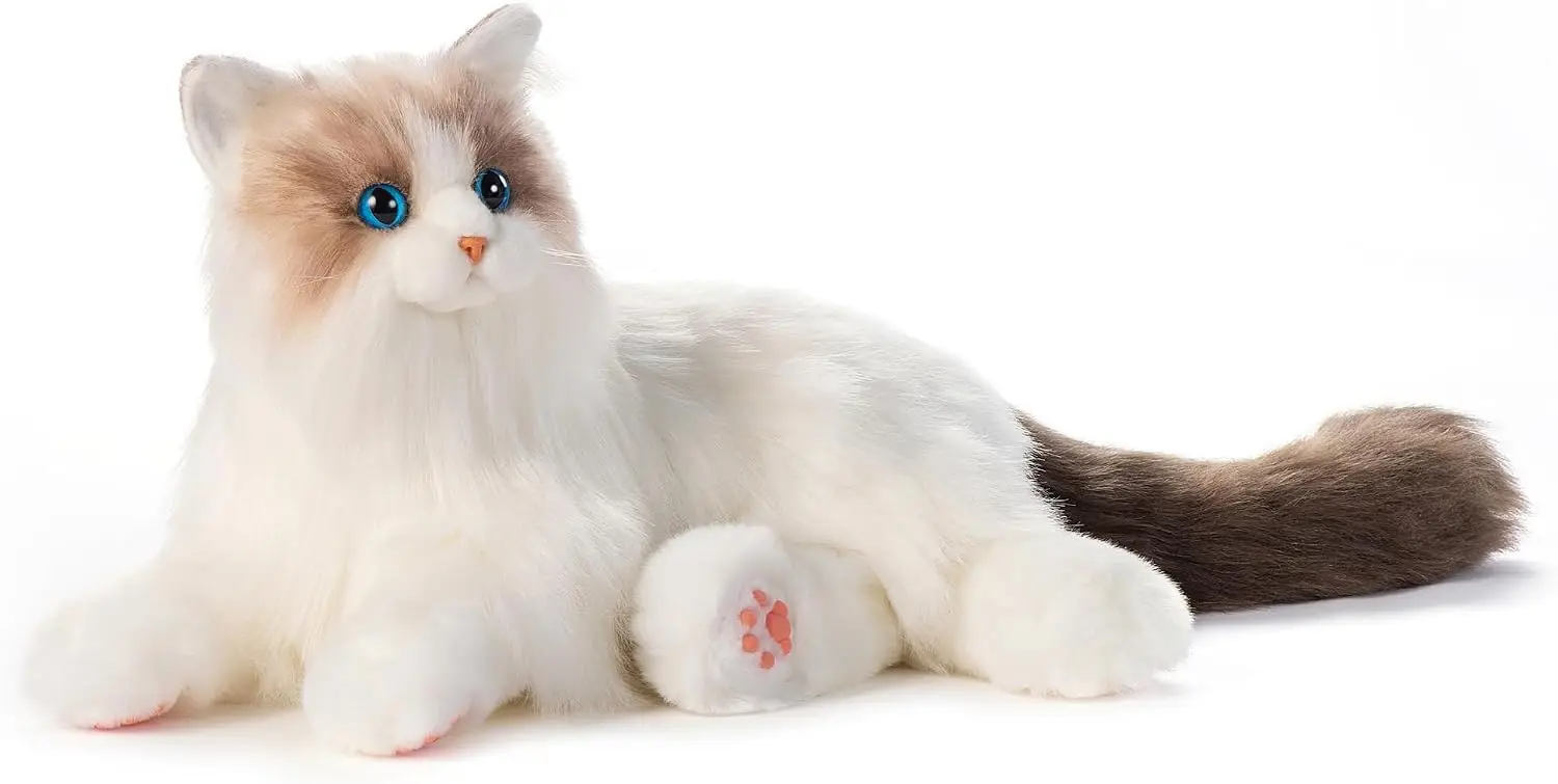 Interactive Robotic Companion Cat for Pets, Handmade Weighted Stuffed Animal, Voice-Responsive Ragdoll Cat Plush Toy with Realistic Heartbeat and Purring