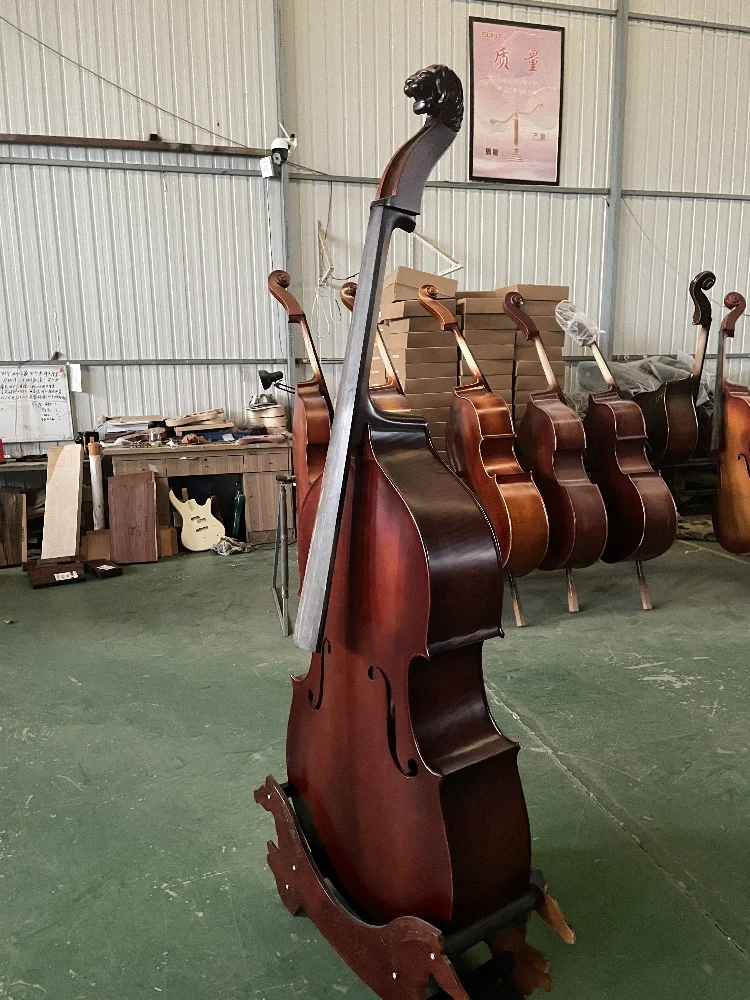 Handmade double bass with exquisite patterns, made of solid wood, 100% solid wood, all accessories, all accessories