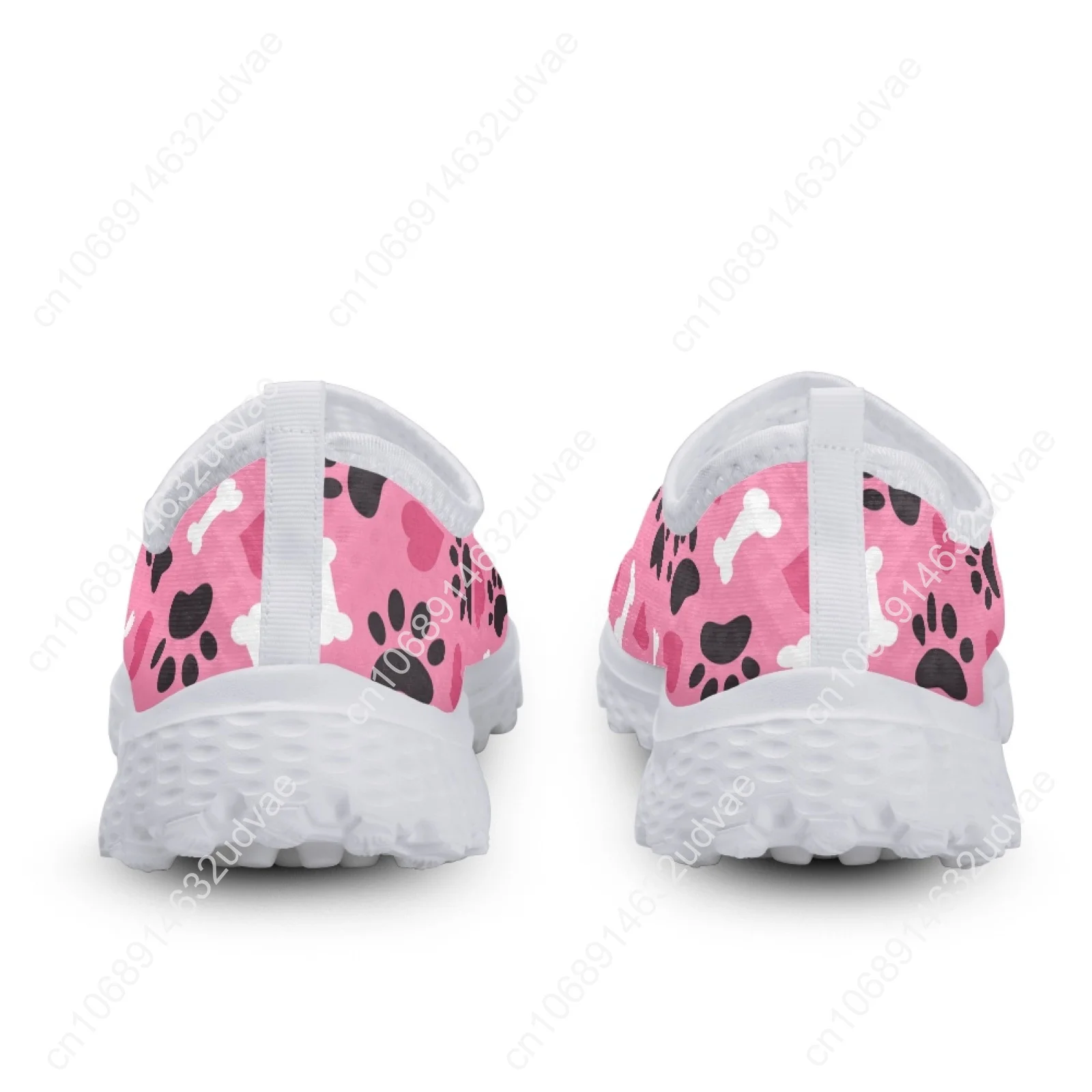 Pink Dog Paw Love Print Loafers Woman Summer Air Mesh Flats Girl Lightweight Breathable Slip On Sneakers Women