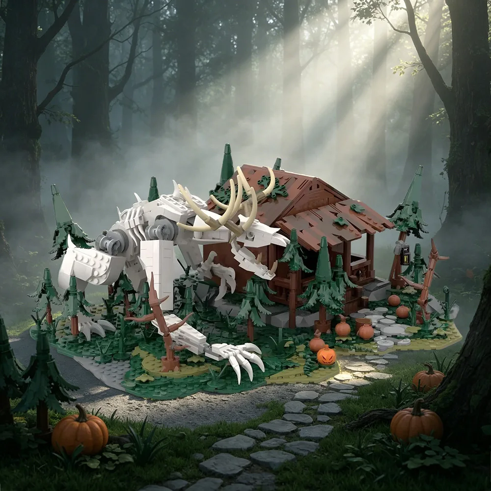 MOC Wendigo Bricks Wendigo Familiar Voice Horror White Monster Building Blocks Model Assembly Toys Kids DIY Halloween Gifts