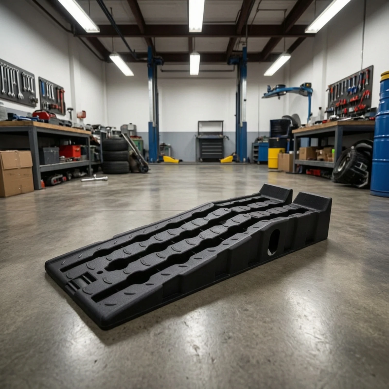 Automotive Service Ramp Sturdy Service Ramp with Wheel Channels Robust Low-Profile for Home Mechanics, Oil Changes