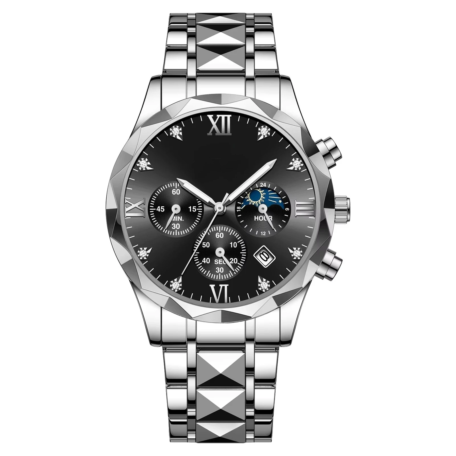 VA VA VOOM 2025 New Fashion Date Chronograph Men's Quartz Wholesale Stainless Steel Sports Watch with Luminous Light