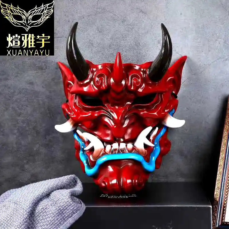 Japanese-Style Horror Ghost Face Fangya Devil Resin Halloween Rally Mask for Performance Hanging Ornaments