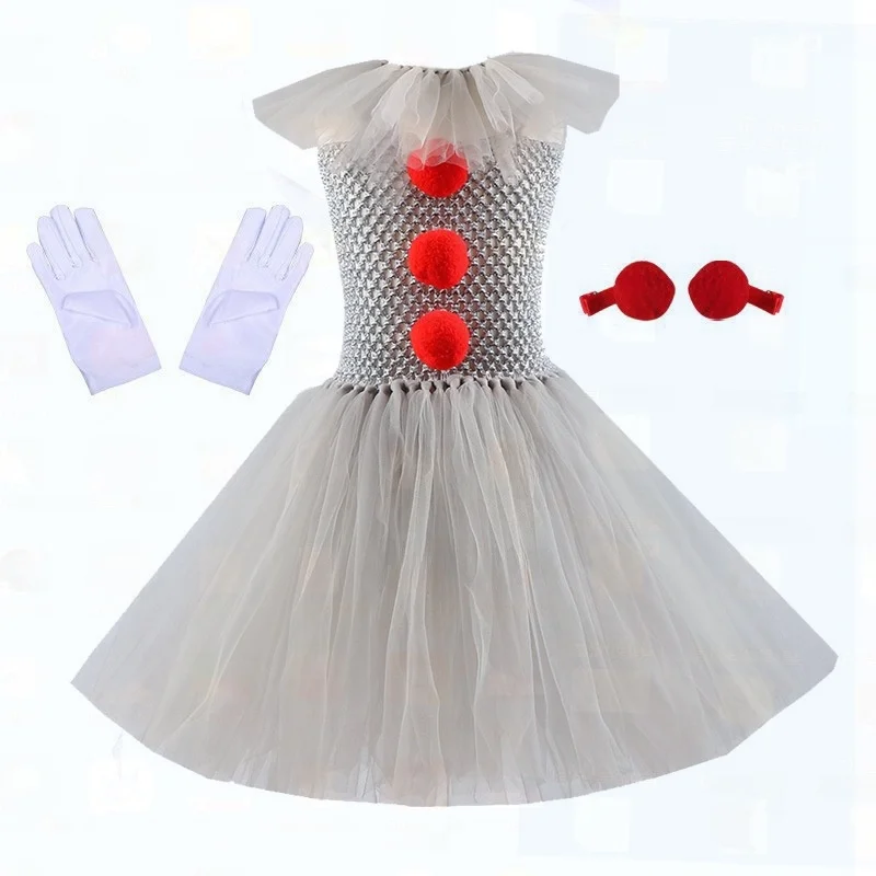 

2024, комплект клоуна, тюлевой костюм принцессы для девочек, Хэллоуин, костюм дьявола, китайский производитель, осень