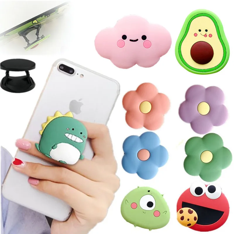 Universal New Phone Socket Stand Bracket Expanding Stand stretch grip phone Holder Finger Cute Cartoon Stand for iphone xiaomi