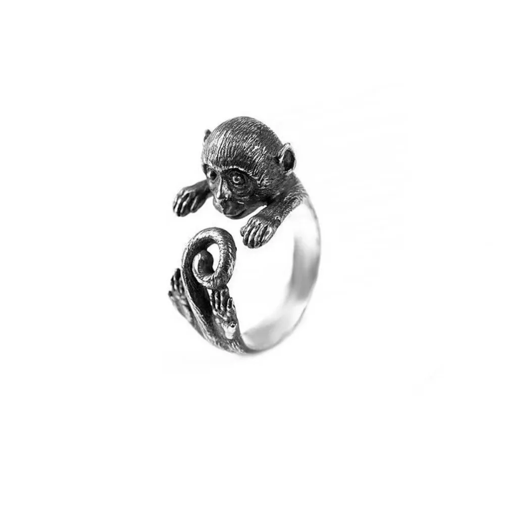 New Simple Fashion Trend Men and Women Dark Style Monkey Ring Hip Hop Personality Animal Monkey Ring Tail Ring Gift Accessories