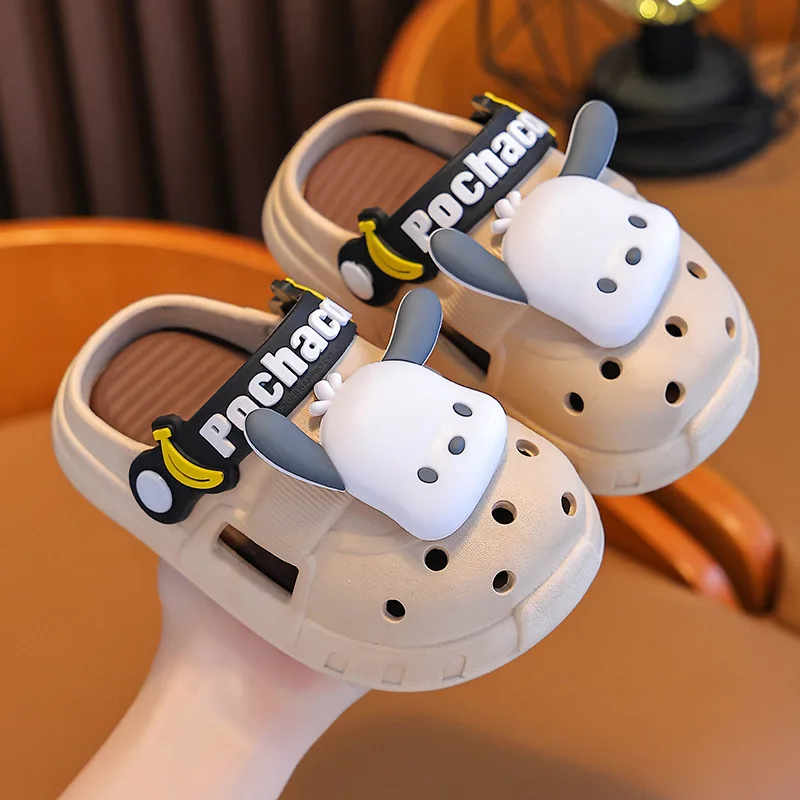 

New Sanrio Kuromi Garden Shoes Girls Non-Slip Indoor Slippers Soft Bottom Breathable Hello Kitty Cute Cartoon Bow-top Sandals