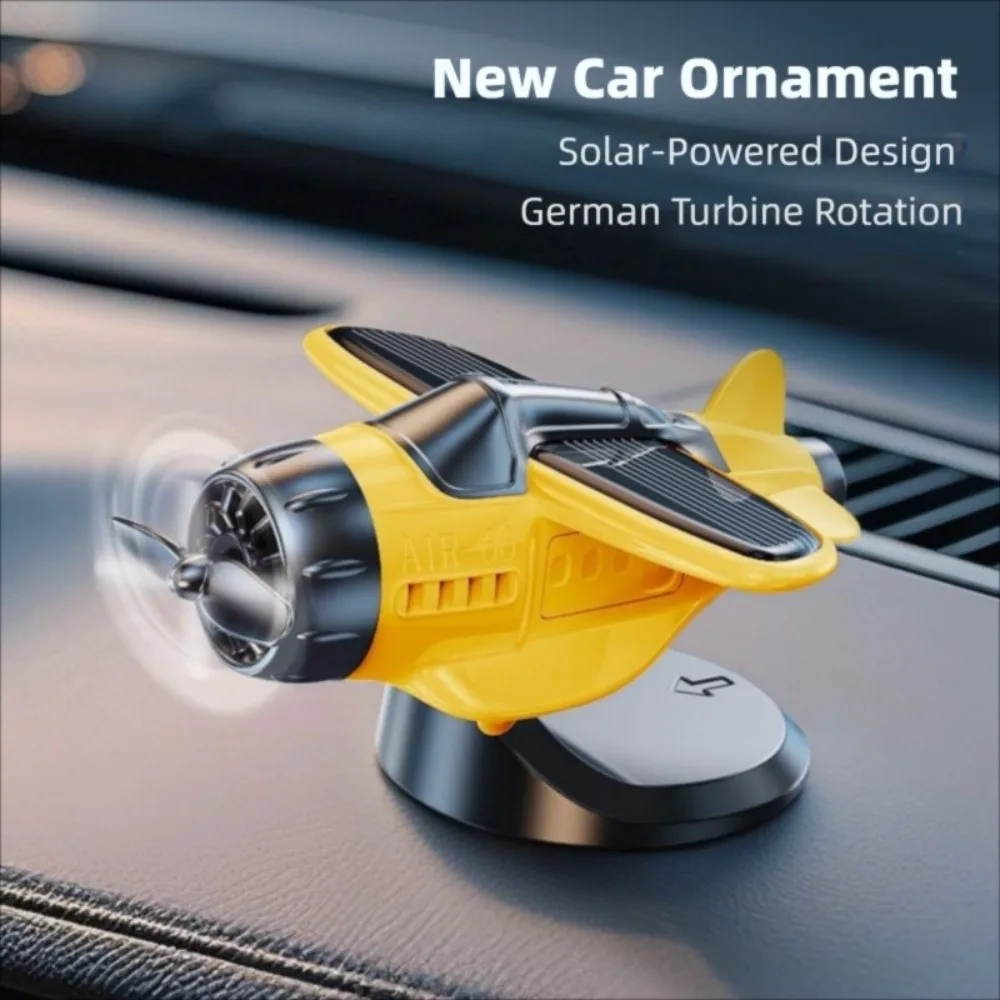 

360° Rotary Car Solar Airplane Ornaments Creative Mini Car Center Console Decorations Funny Low-noise