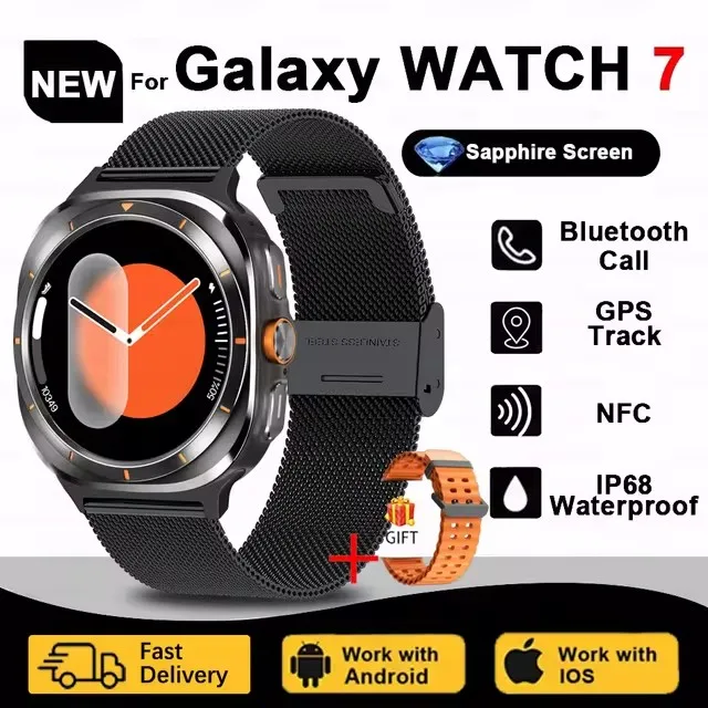 2025 New GPS Smart Watch 7 Ultra Men 47MM AMOLED Screen Multi-Function Compass Sports Fitness Tracker Health Women Smart Watch
