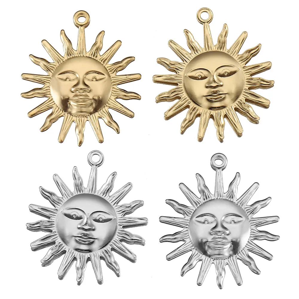 5pcs Stainless Steel Sun Pendant for DIY Necklace Bracelet Earrings Pendant Gift Jewelry Making Accessories Wholesale
