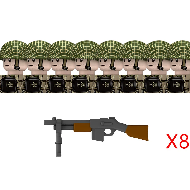 WW2 American Rangers Military Soldeirs Bausteine US Army Infantry Medical Soldeirs Helme Bazuca Waffen Ziegel Spielzeug 