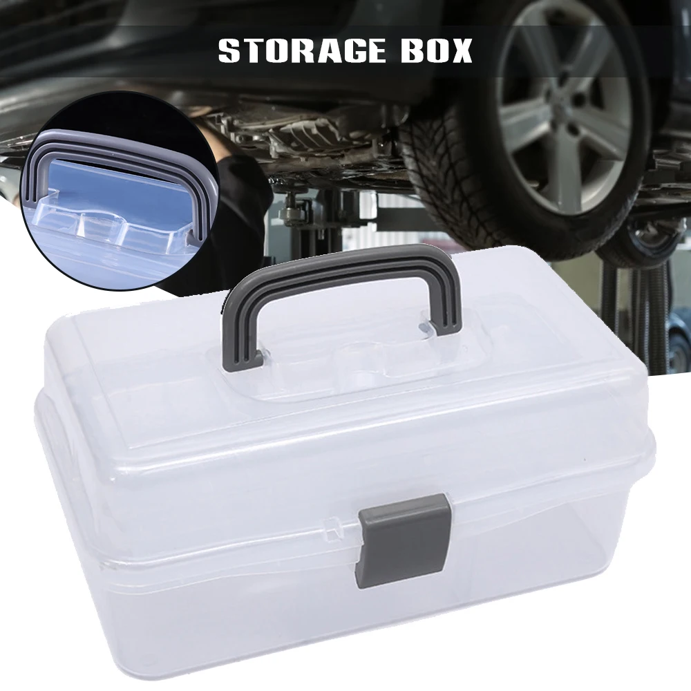 Plastic Transparent Toolbox 2/3-Layer Portable Hardware Storage Medicine Box Organizers and Storage for Garage Plastic Tool Box