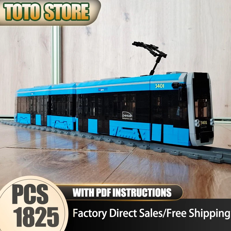 

Модель железнодорожного поезда Moc Строительные блоки Трамвай-без модели двигателя Технология Кирпич DIY Сборка Строительная игрушка Праздничные подарки