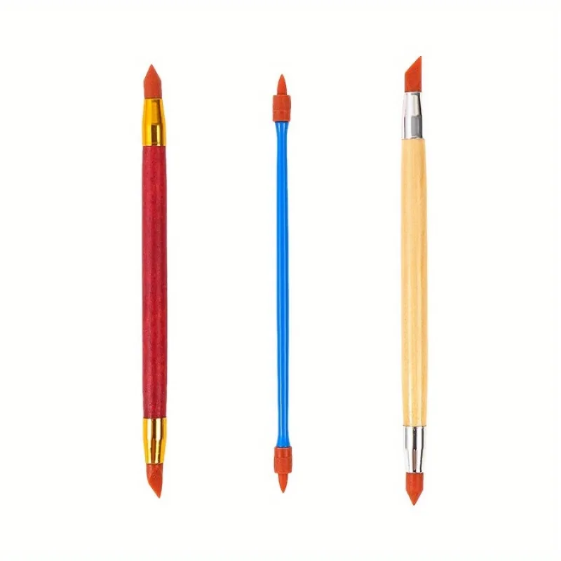 Multi-Funcional Silicone Double-Head Pen, Pen Tool, Fine Sculpting e Shaping, Cerâmica, Polímero, Argila, 3Pcs Set