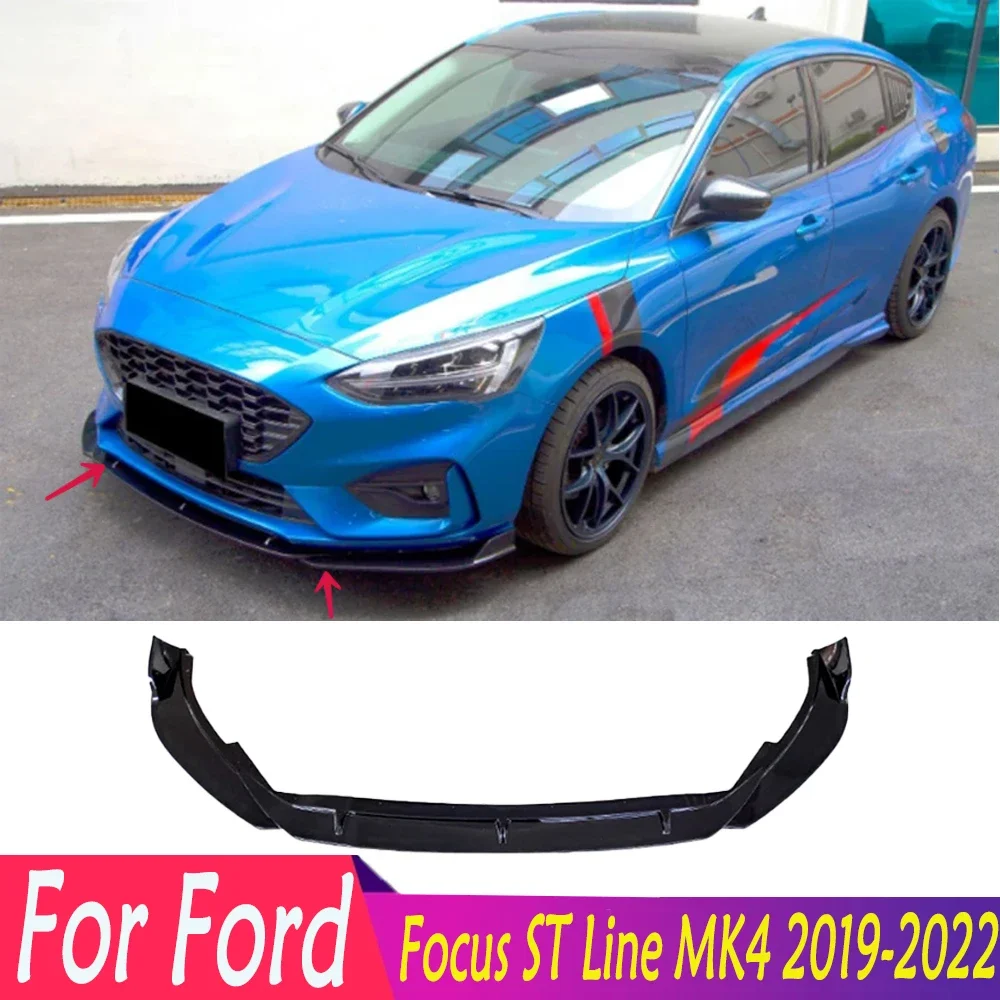 

For Ford Focus ST Line MK4 2019-2022 High Quality Front Bumper Lip Spoiler Splitters Aprons Cover Guard Trim Body Kits