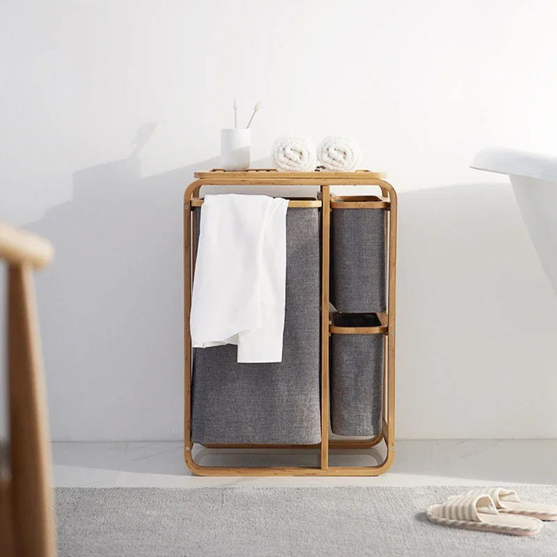 

Bamboo Laundry Hamper Large Fabric Clothes Basket Dirty Clothes Storage Basket Home Organization Laundry Bags