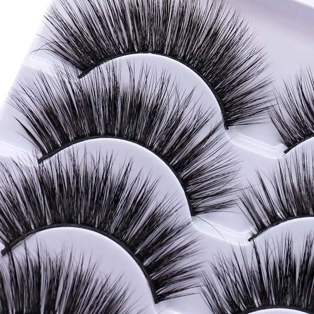 5 Paar Mode Gevleugelde Dikke Lash Natuurlijke Piekerige Kruis Valse Wimpers 3d Lash Extensie Grote Ogen Wimpers Oog Make-Up Tool