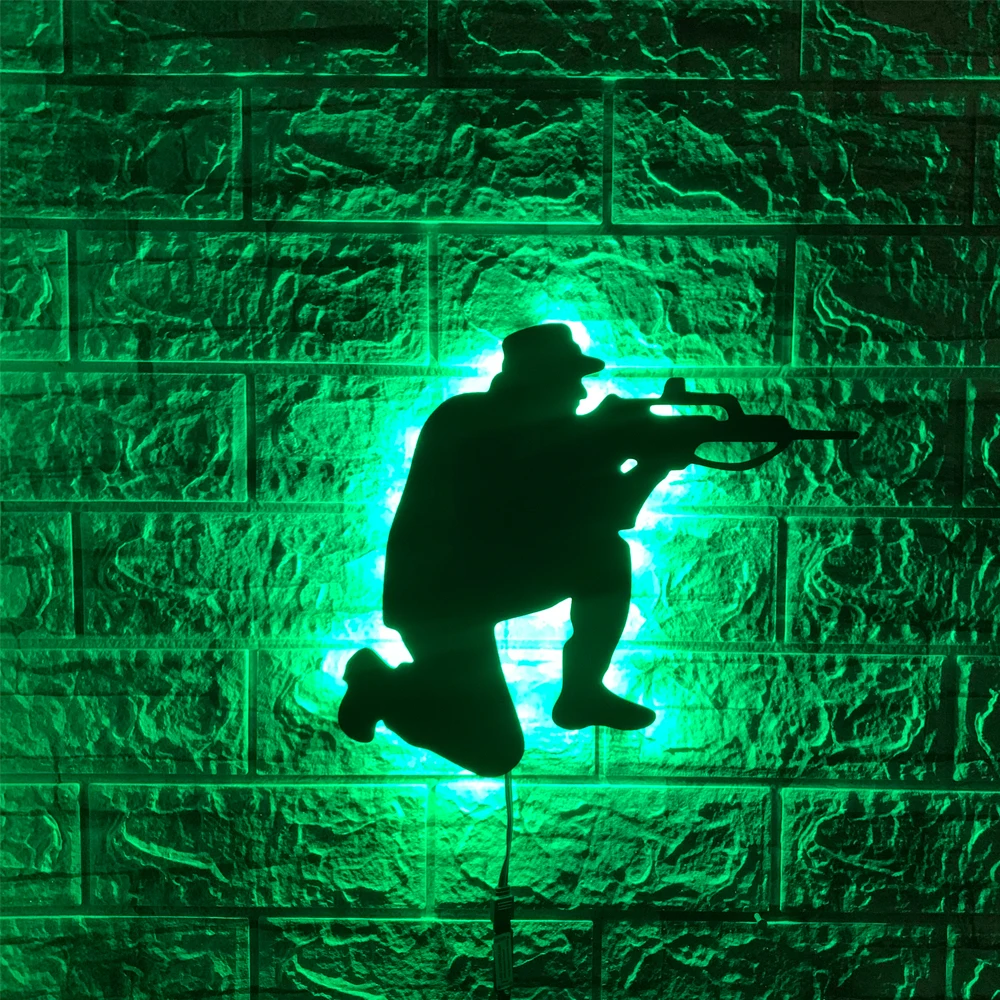 ZK30 Fighting Soldier USB Black LED Wall Lamp Bedroom Bar Hanging Picture Decoration Night Light Remote Control Atmosphere Light