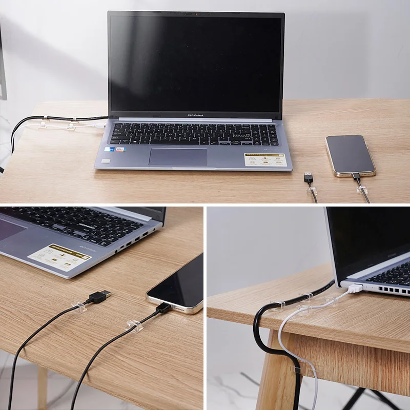 8Pcs Cable Clips Self Adhesive Cord Management Office Wire Holder Organizer Clamp Cable USB Charging Data Line Bobbin Winder