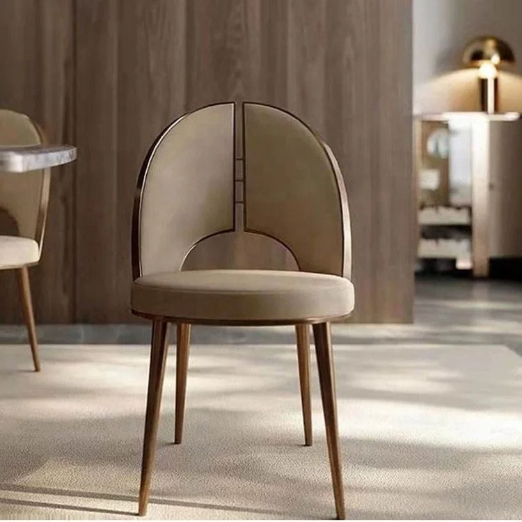 

fA- Arrival: Gold Stainless Steel Modern Luxury Kitchen Chairs Italian Upholstered Leather Dining Chairs for Elegant Home Decor·