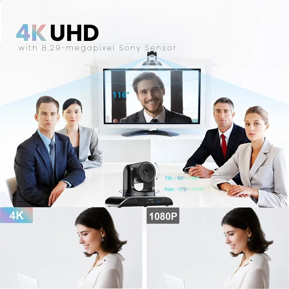 نظام مؤتمرات Tongveo الأكثر مبيعًا USB AI كاميرا Ptz للتتبع التلقائي 4k مع ميكروفون مكبر صوت لاسلكي BT #5