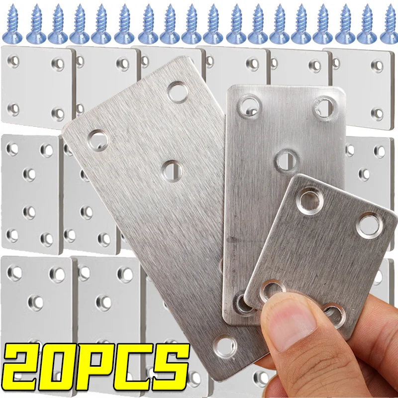 Placa de reparación plana de Metal de 4/6 orificios, soportes de ángulo recto de acero inoxidable, conector de sujeción para muebles de madera, código de ángulo de placa plana