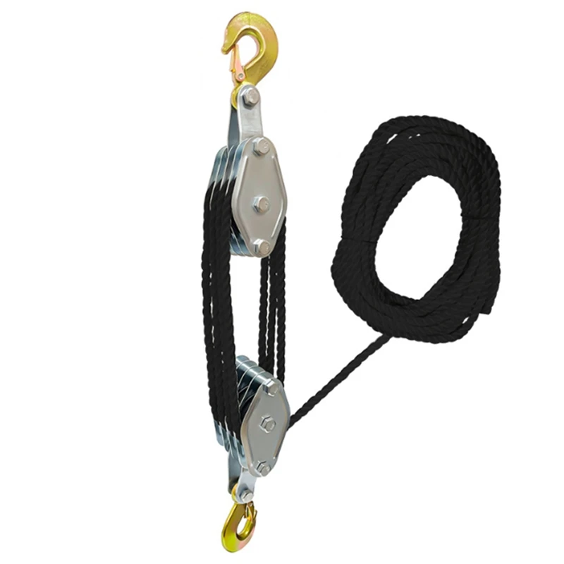 

NEW_Lifting Pulley Hoist, Galvanized Steel Block with Multi Nylon Rope