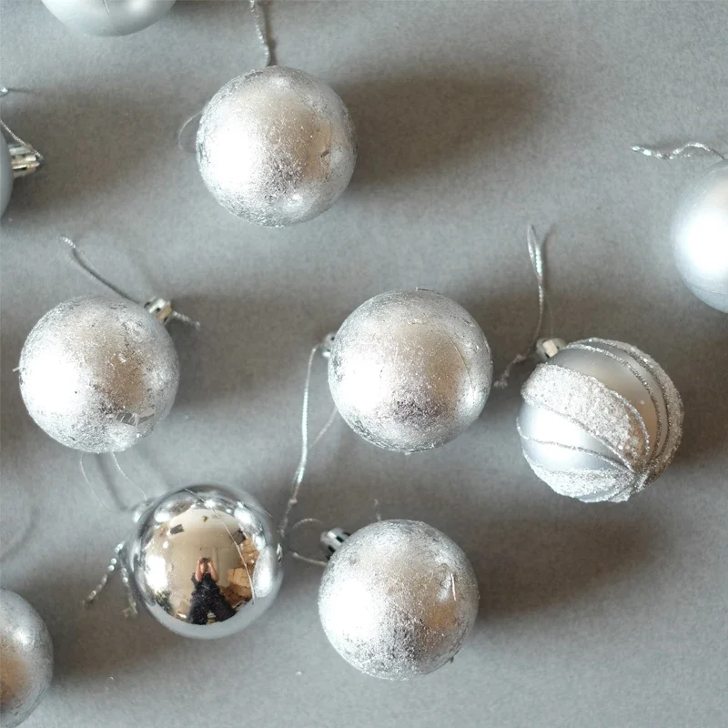 

5CM6CM Golden Silver Christmas Ball Multi-material Aluminum Foil Ball Glitter Creative Christmas Decoration Pendant