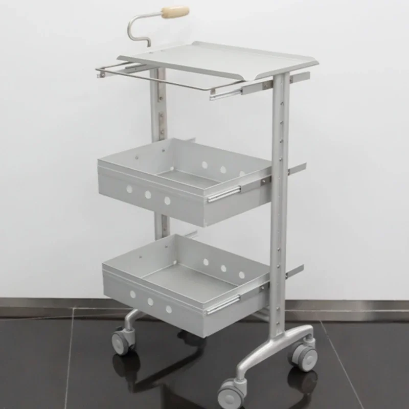 

Wood Trolley Hairdressers Lash Makeup Box Professional Beautician Salon Furniture Household Foldable Cart Dental Aluminum Beauty