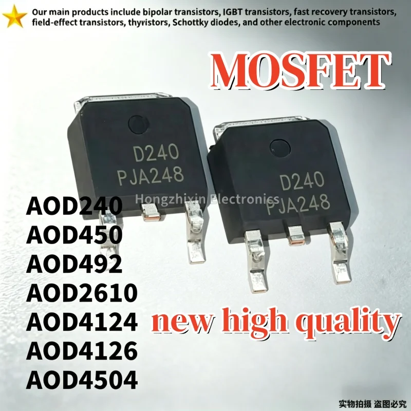 10 Uds AOD240 TO-252 D240 AOD450 D450 AOD492 D492 AOD2610 D2610 AOD4124 D4124 AOD4126 D4126 AOD4504 D4504 MOSFET de montaje en superficie