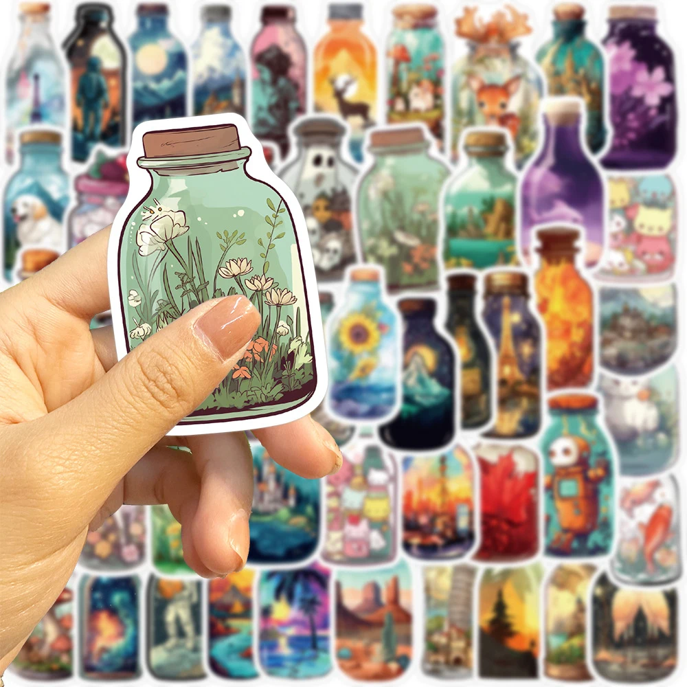 10/30/50pcs Cute Bottle World Cartoon Stickers INS Style Aesthetic Graffiti Decals Phone Case Luggage Skateboard Sticker Decor