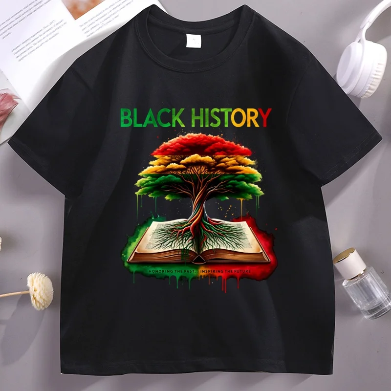 Tree on The Books Graphic T Shirts Black History Month T-Shirt Black Lives Matter Tshirt Casual madam Short Sleeve Clothes