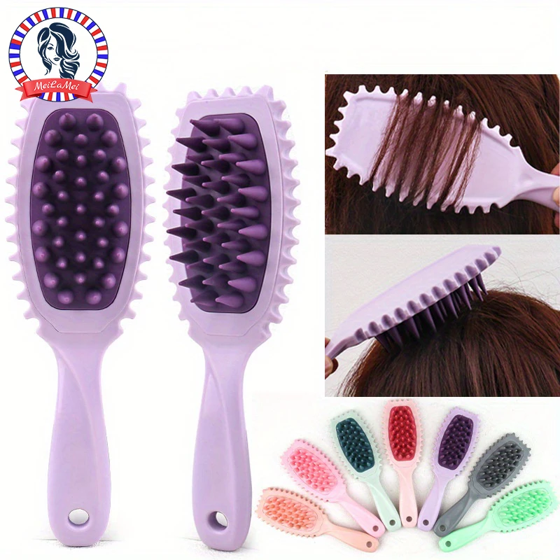 

2-In-1 Long Handle Hair Brush Comb - Dual Color Ideal for Wet or Dry Hair, Scalp Massage for Itch Relief Exfoliating Bath Brush
