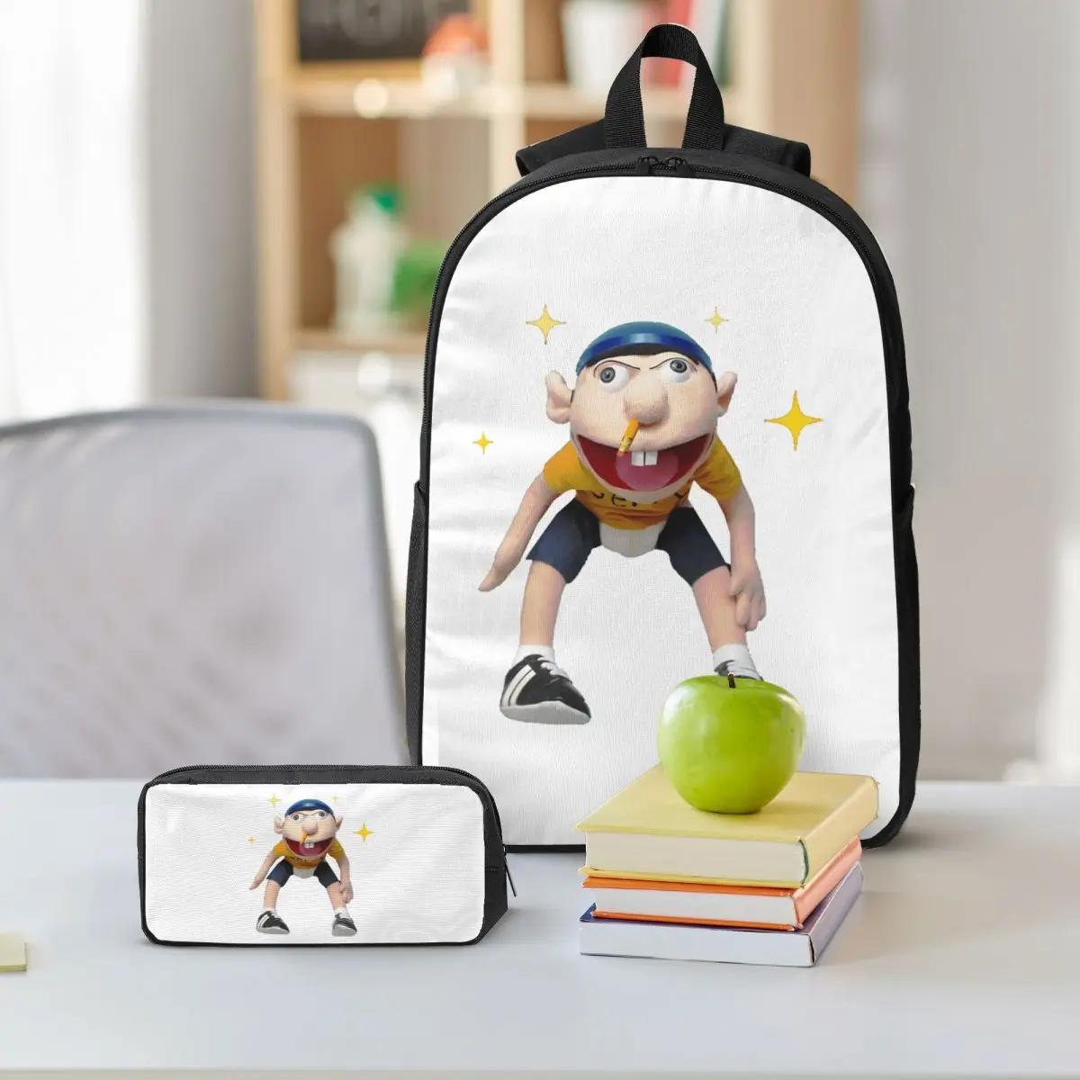 Sml Jeffy Rapper Backpack Student BookBag School Bag Shoulder Bags 3ps Insulated Lunch Bag Pencil Case