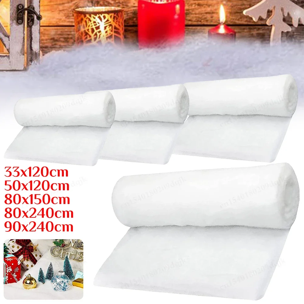 Rouleau de neige artificielle de noël, tapis de neige blanc, couverture de neige, accessoire en coton doux pour arbre de noël, arrière-plan de Village, tapis de décoration d'arbre