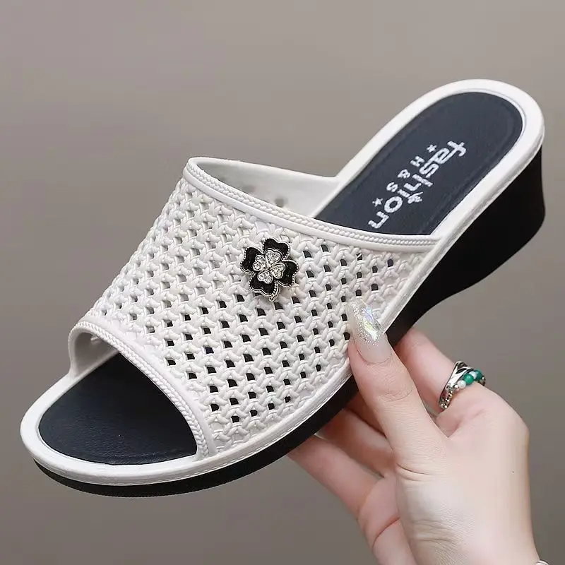 المرأة أسافين الجوف خارج اللمحة تو النعال الصيف جديد لينة وحيد عدم الانزلاق خفيفة الوزن المنزل النعال شباشب لخارج المنزل الصنادل #3