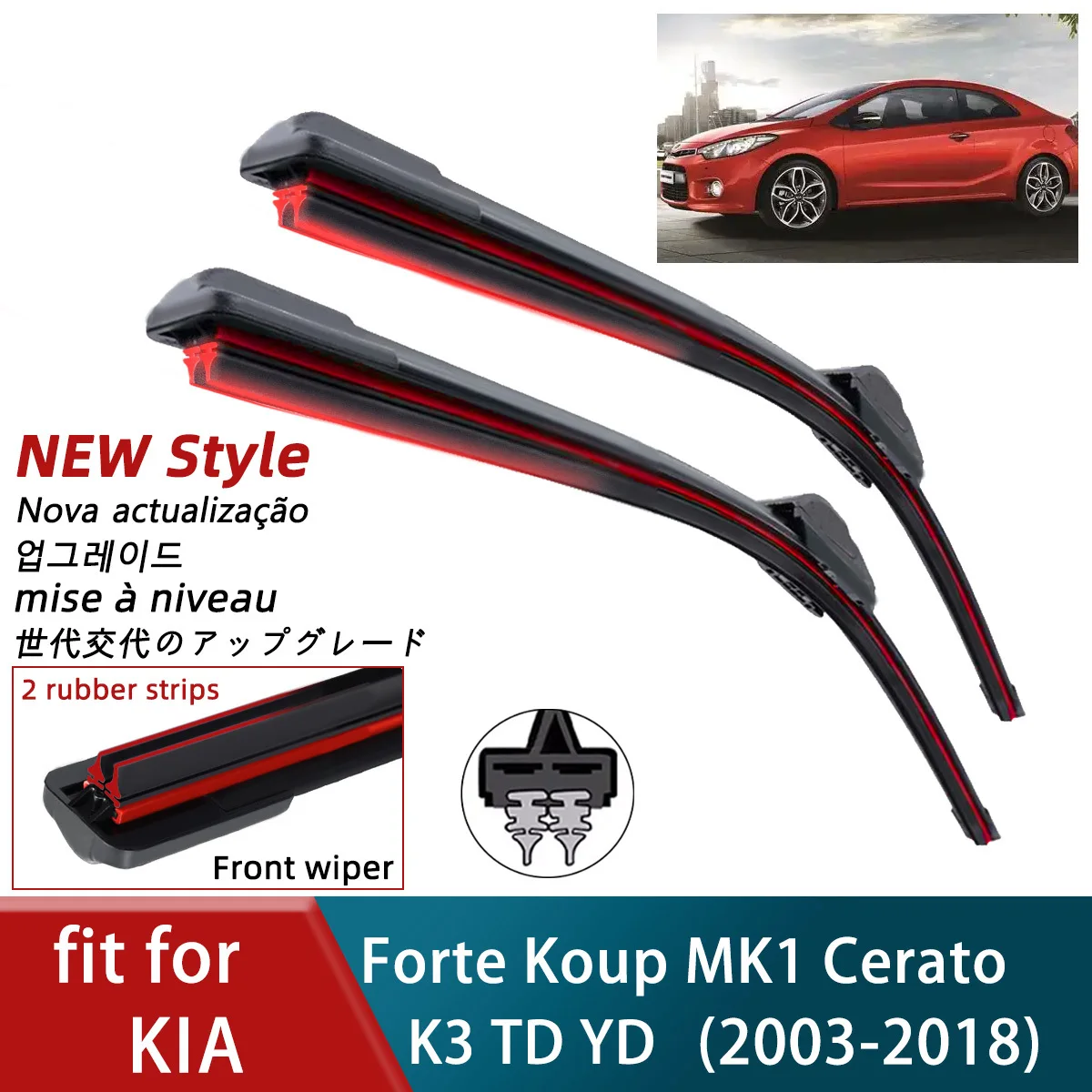 

Double Rubber Car Wipers for KIA Forte Koup MK1 Cerato K3 TD YD Front Blades Brushes Cutter Accessories Windscreen Wiper Parts