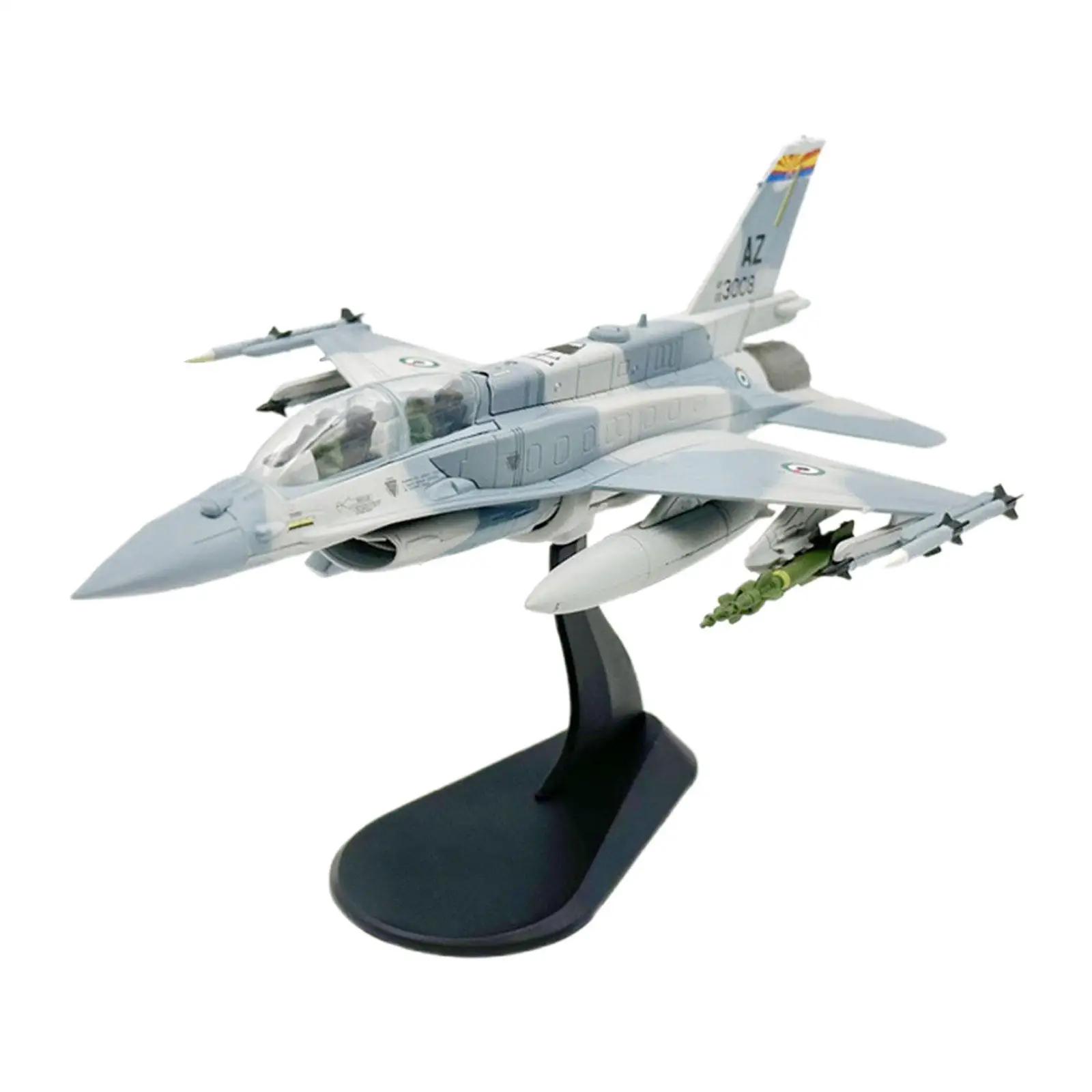 1/72 Scale F-16F Plane Aircraft Simulation Ornament with Stand Realistic Airplane Metal Alloy Fighter Model for Shelf Bedroom