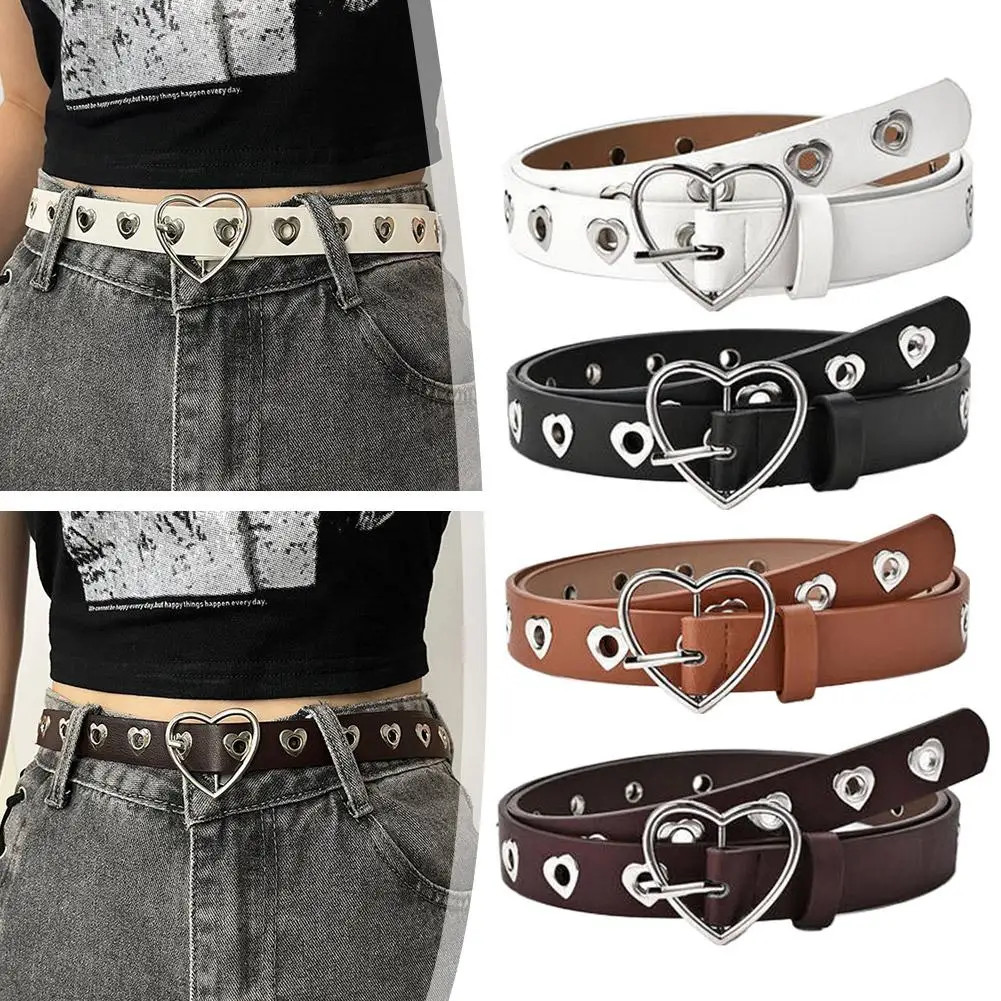 Heart-shaped Hollowing Belt For Man/women Punk Creative Fashionable Peach-shaped Buckle Belt Pu Leathe Waistband Y2K Decoration