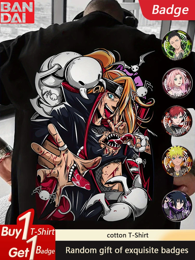 Naruto Anime Sasuke imprimé périphérique 2025 été T-shirt à manches courtes hommes et femmes déplacements quotidiens coton T-shirt