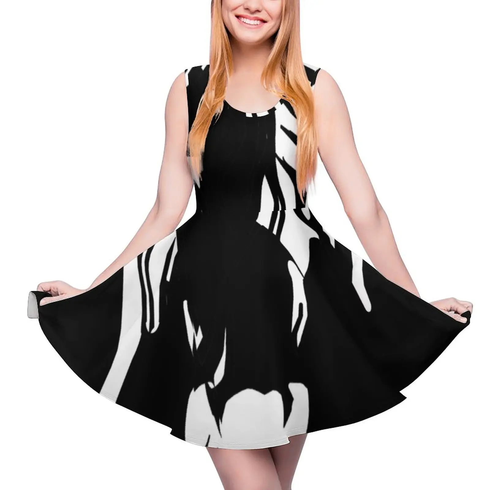 

Black and White Horse Silhouette Sleeveless Dress luxury evening dresses for women 2024 women"s dresses luxury