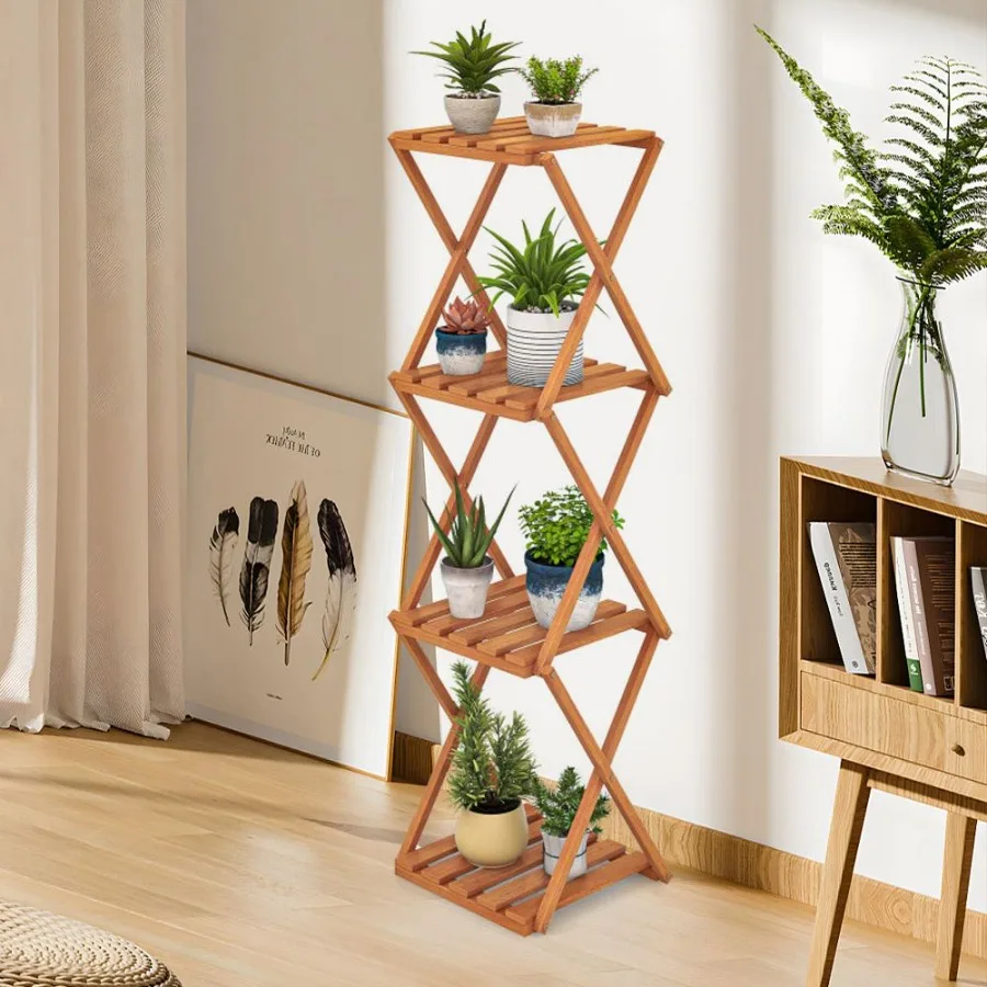 

4Tier Folding Plant Rack and Free Standing Shoe Rack