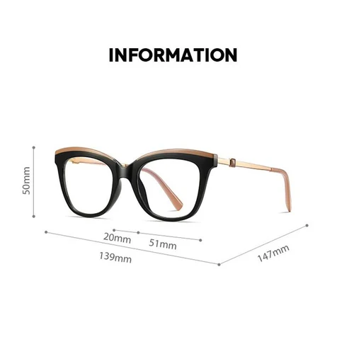 Imagen 2 del producto 0-0,5-0,75 a-6,0 montura azul transparente gafas para miopía tipo ojo de gato para mujer TR90 gafas graduadas potencia + 0,5 a + 4,0