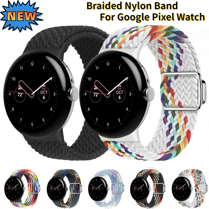 Correa trenzada de nailon para Google Pixel Watch 2, repuesto de Correa, pulsera de tela, accesorio de reloj Pixel