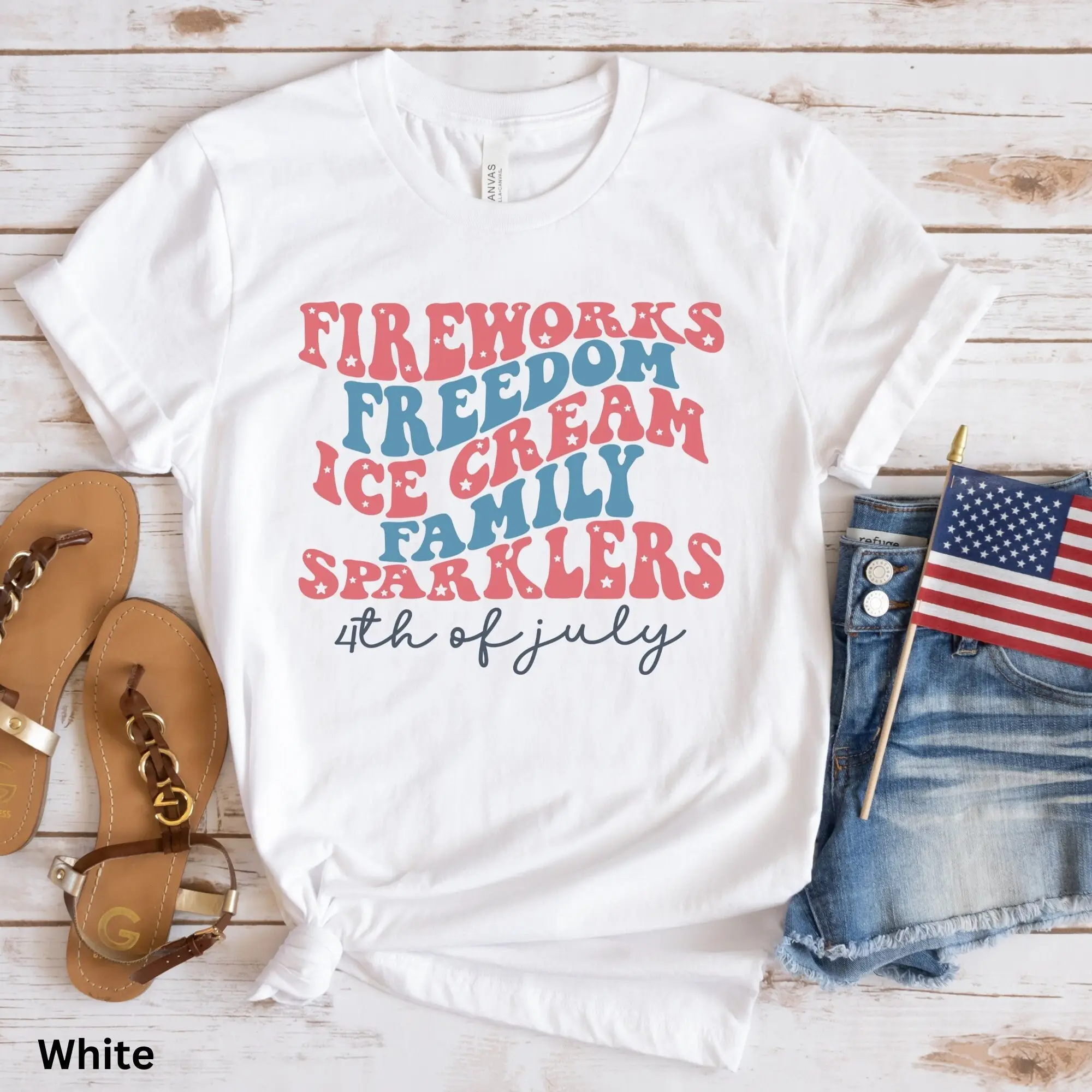 4Th Of July T Shirt Fireworks Freedom Tee Sparklers Gift For Patriot Patriotic America Red White And Blue Stars Stripes