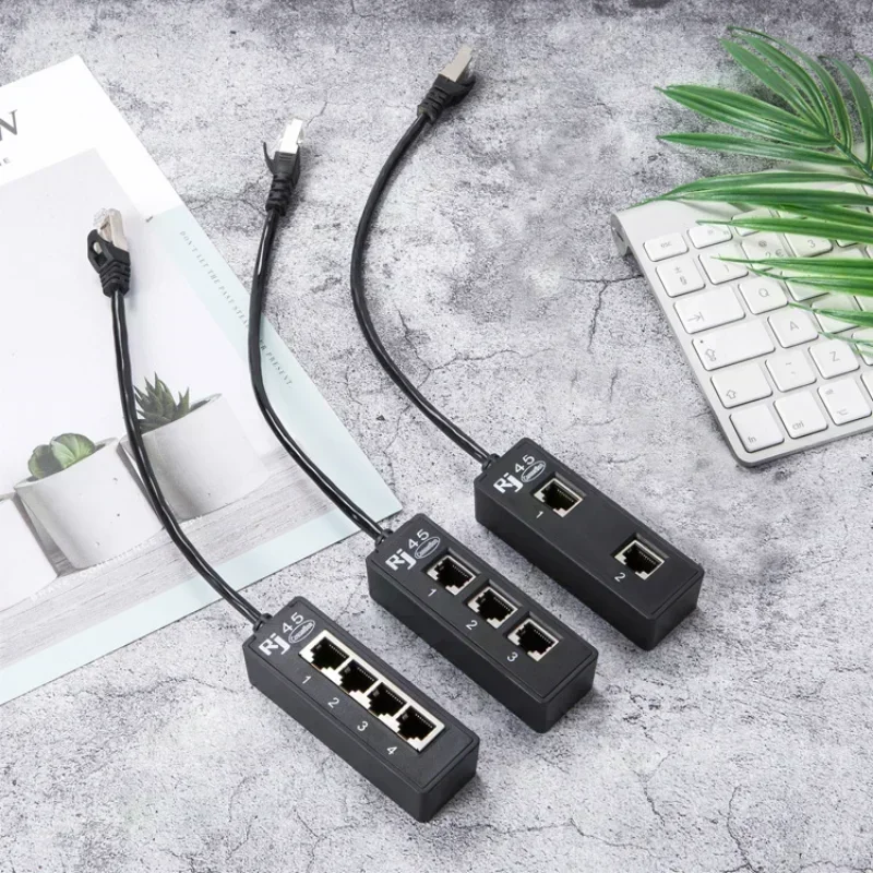 4 In 1 RJ45 LAN Connector Ethernet Network Splitter Adapter Cable 1 Male To 4 LAN Port For Networking Extension Accessories