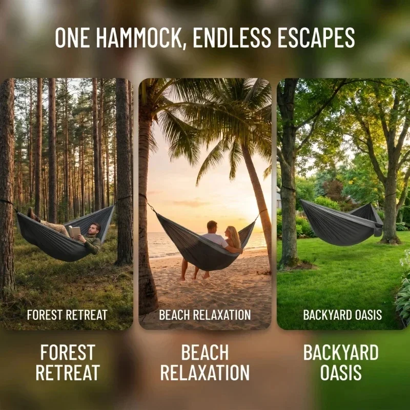 Nylon Parachute Hammock 270x140cm Portable Single Double Swing Bed Outdoor Camping Travel Backpacking Hammock Chair