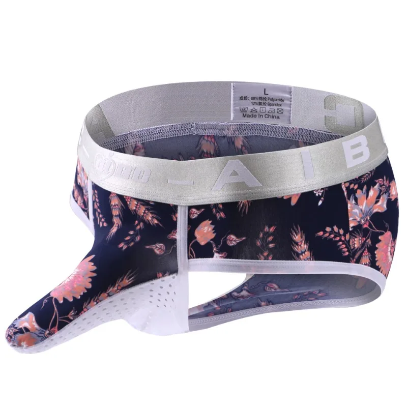 

Men's Sexy Lingerie Elephant Nose Briefs Breathable Bullet Separation Pouch Mesh Underwear Flower U Bulge Naughty Underpant